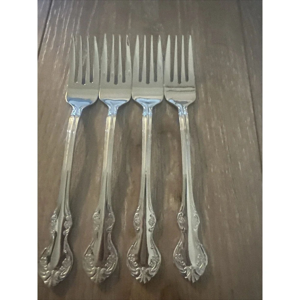 Vtg Wallace Camden 4 Salad Dessert Fork Lot Stainless Flatware 18/10‎